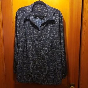 Talbots blue and white dot button down blouse 3x